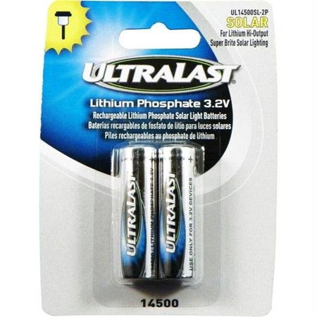 ULTRALAST Ultralast Lithium Phosphate Rechargeable Batteries for 3.2 Volt Outdoor Solar Lighting - 600mAh - UL14500SL UL14500SL